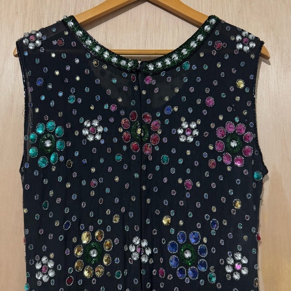 Vintage French Collezioni Black Allover Silk Sequined Sleeveless Dress - Picture 7 of 9